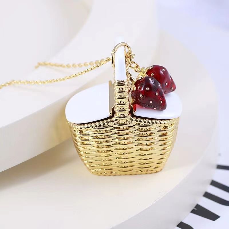 Fashionable Small Basket-Shaped Pendant Necklace